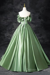 A-Line Off The Shoulder Formal Satin Long Evening Dresses Prom Dresses